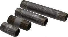Made in USA - 100 Piece, 1/2" Pipe, Black Finished Steel Pipe Nipple Set - Schedule 40, (20) Close, (10) 1-1/2, (15) 2, (10) 2-1/2, (10) 3, (5) 3-1/2, (10) 4, (5) 4-1/2, (5) 5, (5) 5-1/2, (5) 6 - Exact Industrial Supply
