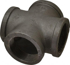 Made in USA - Size 2-1/2", Class 150, Malleable Iron Black Pipe Cross - 300 psi, Threaded End Connection - Exact Industrial Supply