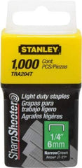Stanley - 7/16" Wide Galvanized Steel Light Duty Staples - 1/4" Leg Length - Exact Industrial Supply