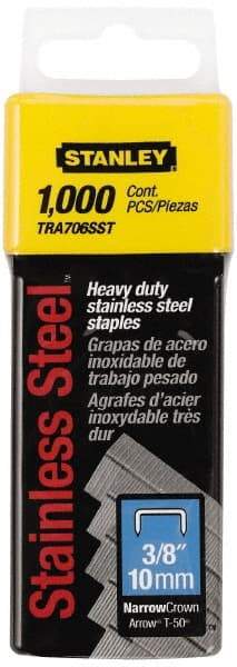 Stanley - 27/64" Wide Stainless Steel Narrow Crown Staples - 3/8" Leg Length - Exact Industrial Supply
