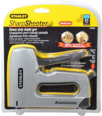 Stanley - Manual Staple Gun - 1/4, 5/16, 3/8, 1/2, 9/16" Staples, Yellow & Black, Aluminum - Exact Industrial Supply