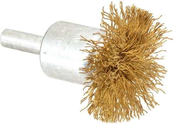 Value Collection - 3/4" Brush Diam, Flared End Brush - Medium Grade, 1/4" Diam Shank, 15,000 Max RPM - Exact Industrial Supply