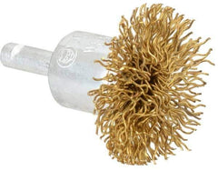 Value Collection - 1-1/2" Brush Diam, Flared End Brush - Coarse Grade, 1/4" Diam Shank, 15,000 Max RPM - Exact Industrial Supply