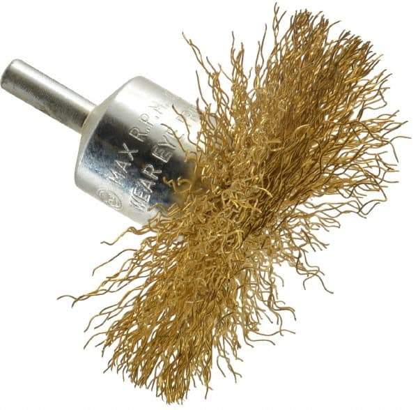Value Collection - 3" Brush Diam, Flared End Brush - Medium Grade, 1/4" Diam Shank, 15,000 Max RPM - Exact Industrial Supply