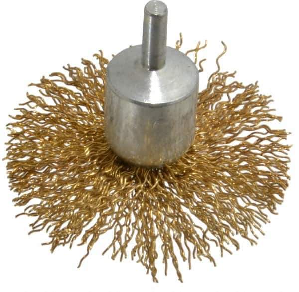 Value Collection - 3" Brush Diam, Flared End Brush - Coarse Grade, 1/4" Diam Shank, 15,000 Max RPM - Exact Industrial Supply