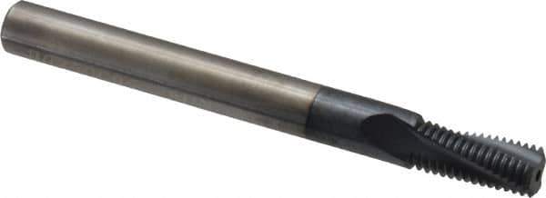 Carmex - 7/16-28 to 1/2-28 UNEF, 1/4" Cutting Diam, 3 Flute, Solid Carbide Helical Flute Thread Mill - Internal Thread, 0.56" LOC, 2-1/2" OAL, 1/4" Shank Diam - Exact Industrial Supply