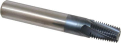 Carmex - 1/2-14 to 3/4-14 NPT, 0.61" Cutting Diam, 4 Flute, Solid Carbide Helical Flute Thread Mill - Internal/External Thread, 0.89" LOC, 4" OAL, 5/8" Shank Diam - Exact Industrial Supply