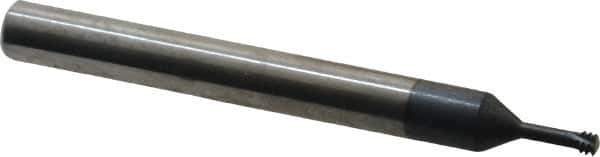 Carmex - M3.5x0.60 Metric Coarse, 0.108" Cutting Diam, 3 Flute, Solid Carbide Helical Flute Thread Mill - Internal Thread, 0.3" LOC, 2-1/2" OAL, 1/4" Shank Diam - Exact Industrial Supply