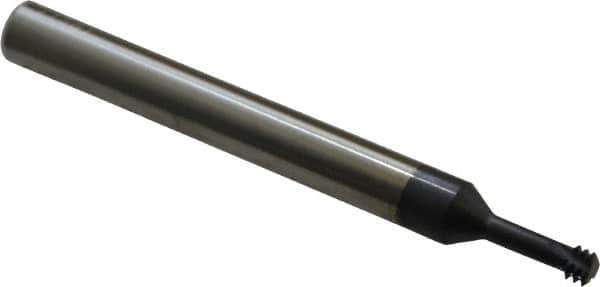 Carmex - #10-32 UNF, 0.146" Cutting Diam, 3 Flute, Solid Carbide Helical Flute Thread Mill - Internal Thread, 0.41" LOC, 2-1/2" OAL, 1/4" Shank Diam - Exact Industrial Supply
