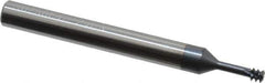 Carmex - #10-24, #12-24 UNC, 0.138" Cutting Diam, 3 Flute, Solid Carbide Helical Flute Thread Mill - Internal Thread, 0.42" LOC, 2-1/2" OAL, 1/4" Shank Diam - Exact Industrial Supply