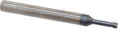 Carmex - M5x0.80 Metric Coarse, 0.15" Cutting Diam, 3 Flute, Solid Carbide Helical Flute Thread Mill - Internal Thread, 0.49" LOC, 2-1/2" OAL, 1/4" Shank Diam - Exact Industrial Supply