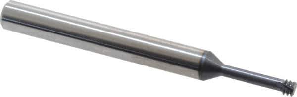Carmex - #10-32 UNF, 0.146" Cutting Diam, 3 Flute, Solid Carbide Helical Flute Thread Mill - Internal Thread, 0.59" LOC, 2-1/2" OAL, 1/4" Shank Diam - Exact Industrial Supply