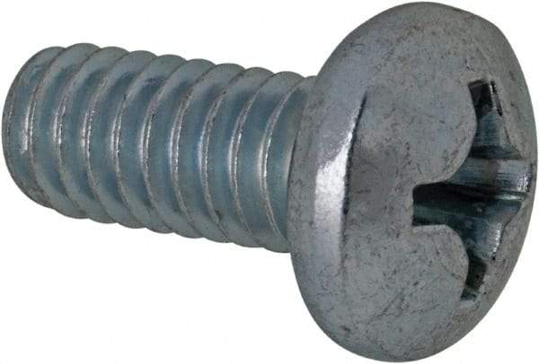 Value Collection - #12-24 UNC, 1/2" Length Under Head Phillips Drive Machine Screw - Pan Head, Grade 2 Steel, Zinc-Plated Finish, Without Washer - Exact Industrial Supply