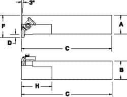 Tool-Flo - External Thread, Right Hand Cut, 1-1/4" Shank Width x 1-1/4" Shank Height Indexable Threading Toolholder - 6" OAL, FL 4L Insert Compatibility, FLE Toolholder, Series FLER - Exact Industrial Supply