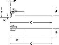 Tool-Flo - External Thread, Right Hand Cut, 1-1/4" Shank Width x 1-1/4" Shank Height Indexable Threading Toolholder - 6" OAL, FL 4L Insert Compatibility, FLE Toolholder, Series FLER - Exact Industrial Supply