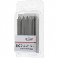 Wiha - 1/4" Drive, #1 Reversible Phillips/Slotted Screwdriver Bit - 2-3/8" OAL - Exact Industrial Supply