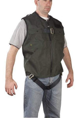 Gemtor - 350 Lb Capacity, Size L, Full Body Vest Safety Harness - Polyester, Quick Connect Leg Strap, Quick Connect Chest Strap, Green - Exact Industrial Supply
