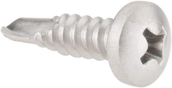 Value Collection - #10, Pan Head, Phillips Drive, 3/4" Length Under Head, #3 Point, Self Drilling Screw - Grade 410 Stainless Steel - Exact Industrial Supply
