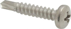 Value Collection - #10, Pan Head, Phillips Drive, 1" Length Under Head, #3 Point, Self Drilling Screw - Grade 410 Stainless Steel - Exact Industrial Supply