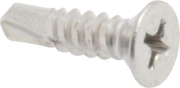 Value Collection - #10, Flat Head, Phillips Drive, 3/4" OAL, #3 Point, Self Drilling Screw - Grade 410 Stainless Steel - Exact Industrial Supply