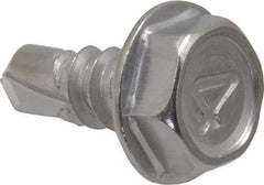 Value Collection - #10, Hex Washer Head, Hex Drive, 1/2" Length Under Head, #2 Point, Self Drilling Screw - Grade 410 Stainless Steel - Exact Industrial Supply