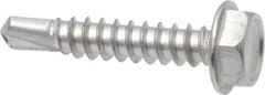 Value Collection - #10, Hex Washer Head, Hex Drive, 1" Length Under Head, #3 Point, Self Drilling Screw - Grade 410 Stainless Steel - Exact Industrial Supply