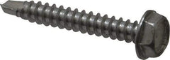 Value Collection - #10, Hex Washer Head, Hex Drive, 1-1/4" Length Under Head, #3 Point, Self Drilling Screw - Grade 410 Stainless Steel - Exact Industrial Supply