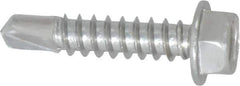Value Collection - #12, Hex Washer Head, Hex Drive, 1" Length Under Head, #3 Point, Self Drilling Screw - Grade 410 Stainless Steel - Exact Industrial Supply