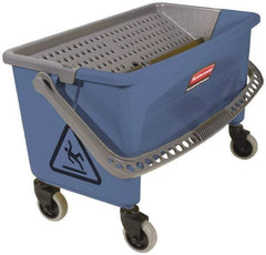 Rubbermaid - 40 Qt Plastic Bucket & Wringer - 14.7" Long x 16.2" High x 26.2" Wide, Blue - Exact Industrial Supply