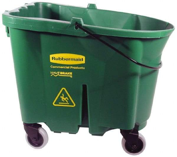 Rubbermaid - 35 Qt Plastic Bucket - 20.1" Long x 17.4" High x 16" Wide, Green - Exact Industrial Supply