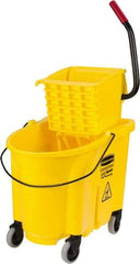 Rubbermaid - 35 Qt Plastic Bucket & Wringer - 20.1" Long x 17.4" High x 15.7" Wide, Yellow - Exact Industrial Supply