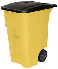 Rubbermaid - 50 Gal Yellow Rectangle Trash Can - Polyethylene, 36-1/2" High x 28-1/2" Long x 23-3/8" Wide - Exact Industrial Supply