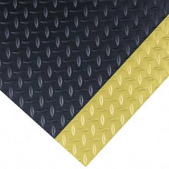 Wearwell - 75 Ft. Long x 3 Ft. Wide x 1/4 Inch Thick, Vinyl, Diamond Plate Surface Switchboard Matting - 30,000 V Max Dielectric Strength, 17,000 V Max Recommended Use, Black with Yellow Borders - Exact Industrial Supply