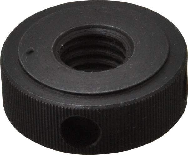 Gibraltar - 1/2-13" UNC Thread, Black Oxide Finish, Steel Round Knurled Check Nut - 7/16" Overall Height, 1-1/4" Head Diam, 1" Base Diam - Exact Industrial Supply