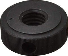 Gibraltar - 1/2-13" UNC Thread, Black Oxide Finish, Steel Round Knurled Check Nut - 7/16" Overall Height, 1-1/4" Head Diam, 1" Base Diam - Exact Industrial Supply