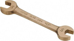 Ampco - 1/2" x 5/8" Nonsparking Open End Wrench - 5-3/4" OAL, Double End, Plain Finish, 15° Head Angle - Exact Industrial Supply