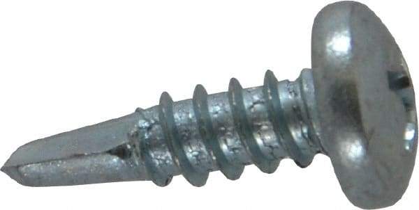 Value Collection - #10, Pan Head, Phillips Drive, 5/8" Length Under Head, #2 Point, Self Drilling Screw - Grade 1016-1024 Steel, Zinc-Plated Finish - Exact Industrial Supply
