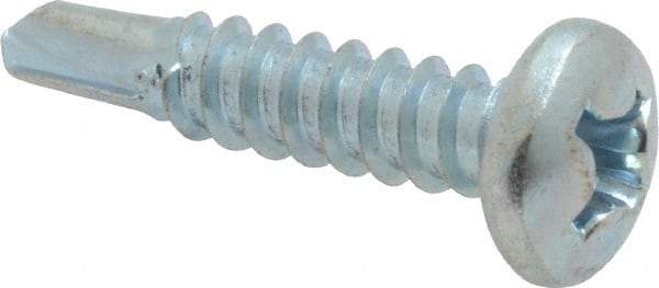 Value Collection - #12, Pan Head, Phillips Drive, 1" Length Under Head, #3 Point, Self Drilling Screw - Grade 1016-1024 Steel, Zinc-Plated Finish - Exact Industrial Supply