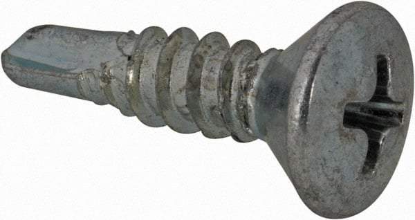 Value Collection - #10, Oval Head, Phillips Drive, 3/4" OAL, #2 Point, Self Drilling Screw - Grade 1016-1024 Steel, Zinc-Plated Finish - Exact Industrial Supply