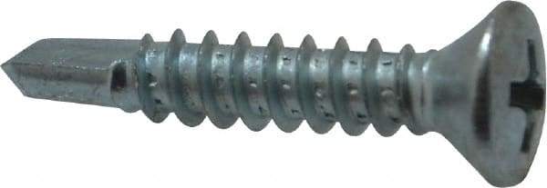 Value Collection - #10, Oval Head, Phillips Drive, 1" OAL, #2 Point, Self Drilling Screw - Grade 1016-1024 Steel, Zinc-Plated Finish - Exact Industrial Supply