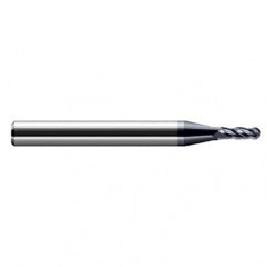 3/16″ Dia. × 3/16″ Shank × 5/8″ DOC × 2″ OAL, Carbide AlTiN, Stub|Standard , 4 Flute, Ballnose End Mill - Exact Industrial Supply