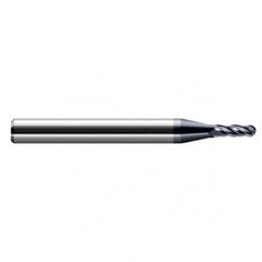 3/16″ Dia. × 3/16″ Shank × 5/8″ DOC × 2″ OAL, Carbide AlTiN, Stub|Standard , 4 Flute, Ballnose End Mill - Exact Industrial Supply