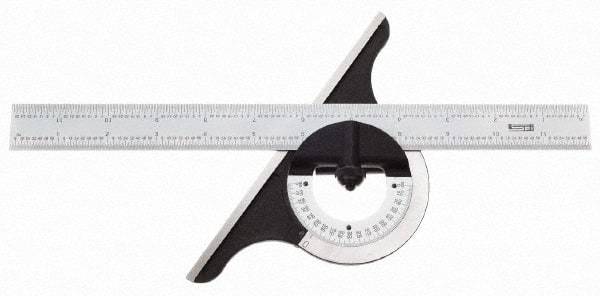 SPI - 12 Inch Long Blade, 180° Max Measurement, Bevel Protractor - Exact Industrial Supply