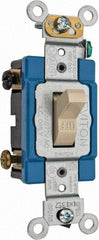 Leviton - 2 Pole, 120 to 277 VAC, 15 Amp, Industrial Grade, Toggle, Wall and Dimmer Light Switch - 1.31 Inch Wide x 4.06 Inch High - Exact Industrial Supply