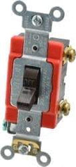 Leviton - 1 Pole, 120 to 277 VAC, 20 Amp, Industrial Grade, Toggle, Wall and Dimmer Light Switch - 1.31 Inch Wide x 4.06 Inch High - Exact Industrial Supply
