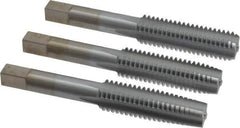 Made in USA - 1/2-13 UNC, 4 Flute, Bottoming, Plug & Taper, Chrome Finish, High Speed Steel Tap Set - Right Hand Cut, 3-3/8" OAL, 1-21/32" Thread Length, 2B/3B Class of Fit - Exact Industrial Supply