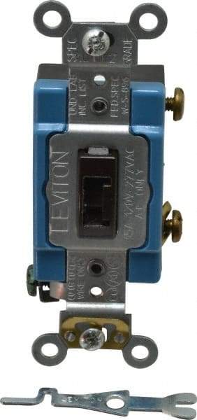 Leviton - 1 Pole, 120 to 277 VAC, 15 Amp, Industrial Grade, Toggle, Wall and Dimmer Light Switch - 1.31 Inch Wide x 4.06 Inch High - Exact Industrial Supply