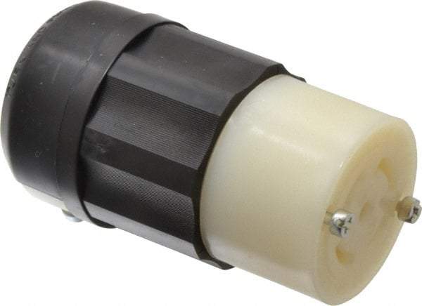 Leviton - 277/480 VAC, 30 Amp, L22-30R Configuration, Industrial Grade, Self Grounding Connector - 3 Phase, 4 Poles, 0.595 to 1.15 Inch Cord Diameter - Exact Industrial Supply