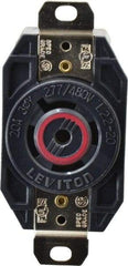 Leviton - 277/480 VAC, 20 Amp, L22-20R NEMA, Self Grounding Receptacle - 4 Poles, 5 Wire, Female End, Black - Exact Industrial Supply