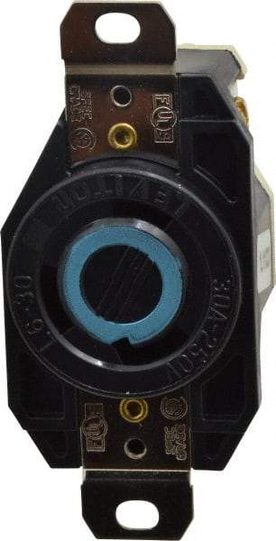 Leviton - 250 VAC, 30 Amp, L6-30R NEMA, Self Grounding Receptacle - 2 Poles, 3 Wire, Female End, Black - Exact Industrial Supply